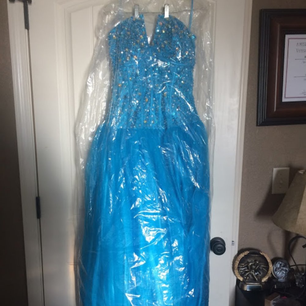 Strapless sequin ballgown prom dress